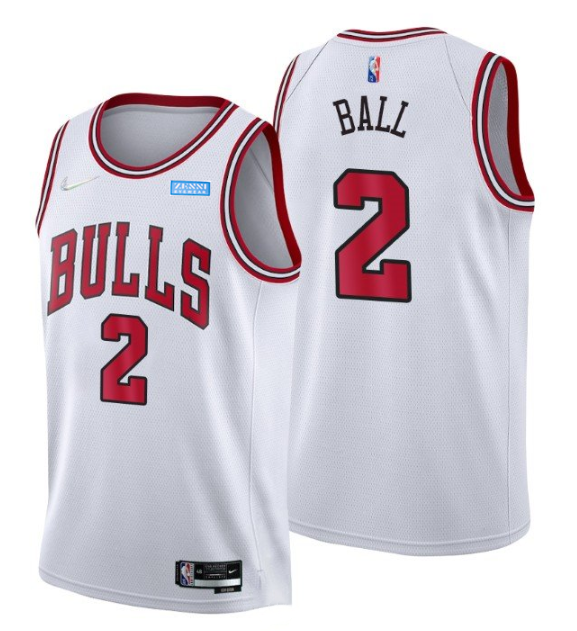 Men's Chicago Bulls #2 Lonzo Ball 75th Anniversary White Swingman Stitched Basketball Jersey